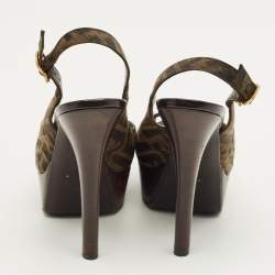 Pre Owned صندل سنيغ باك كانفاس بني بفنزي زوكا مقاس 37