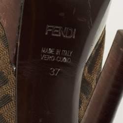 Pre Owned صندل سنيغ باك كانفاس بني بفنزي زوكا مقاس 37