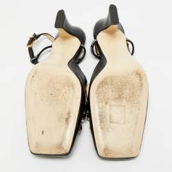 Pre Owned Fendi FFreedom Size 37 Black Leather Slingback Pumps