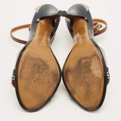 Pre Owned Fendi Size 35.5 Multicolor Leather Ankle Strap Sandals