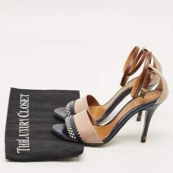 Pre Owned Fendi Size 35.5 Multicolor Leather Ankle Strap Sandals