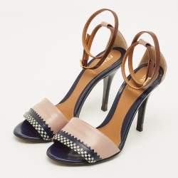 Pre Owned Fendi Size 35.5 Multicolor Leather Ankle Strap Sandals
