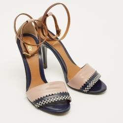 Pre Owned Fendi Size 35.5 Multicolor Leather Ankle Strap Sandals