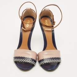 Pre Owned Fendi Size 35.5 Multicolor Leather Ankle Strap Sandals
