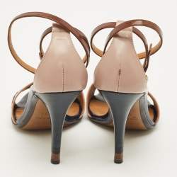 Pre Owned Fendi Size 35.5 Multicolor Leather Ankle Strap Sandals