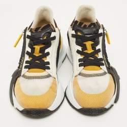 Pre Owned Fendi Technical Flow Size 38 Multicolor Net and Suede Low Top Sneakers