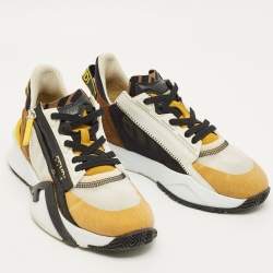 Pre Owned Fendi Technical Flow Size 38 Multicolor Net and Suede Low Top Sneakers