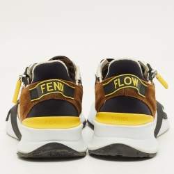 Pre Owned Fendi Technical Flow Size 38 Multicolor Net and Suede Low Top Sneakers