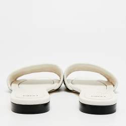 مملوكة مسبقًا Fendi Size 39 Black/Cream Woven Leather Flat Slides