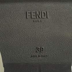 مملوكة مسبقًا Fendi Rockoko Size 39 Black/Brown FF Knit Fabric Slip On Sneakers