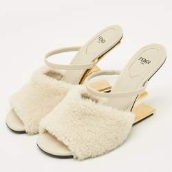 Pre Owned صندل سهل الارتداء فندي فيرست شيرلينج أبيض مقاس 38