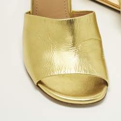 Pre Owned Fendi Gold Fendi First Size 38 Leather Slide Sandals