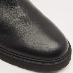 مملوكة مسبقًا حذاء بوت فندي فوق الركبة قماش وجلد زوكا أسود/بني مقاس 40