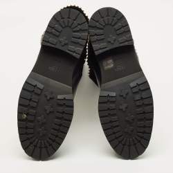 مملوكة مسبقًا حذاء بوت فندي فوق الركبة قماش وجلد زوكا أسود/بني مقاس 40