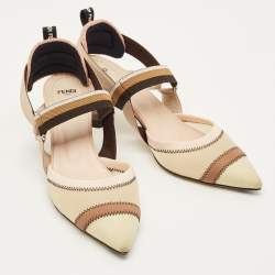 مملوكة مسبقًا حذاء كعب عالي فندي متعدد الألوان قماش وشبكة كوليبري مقاس 41