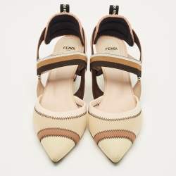 مملوكة مسبقًا حذاء كعب عالي فندي متعدد الألوان قماش وشبكة كوليبري مقاس 41