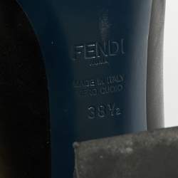 مملوكة مسبقًا Fendi Scallop Lined Size 38.5 Dark Blue/Green Leather Peep Toe Pumps