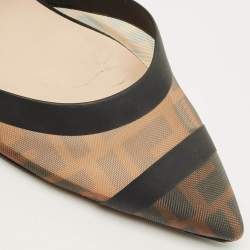 مملوكة مسبقًا Fendi Colibri Size 38 Black/Brown Zucca Mesh Slingback Pumps