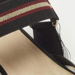 Pre Owned حذاء كعب عالي فندي كوليبري قماش أسود وشبكة FF بكعب مقاس 36.5