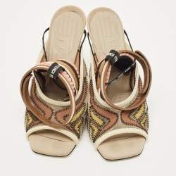 مملوكة مسبقًا Fendi Evie Size 39 Multicolor Mesh and Neoprene Ankle Strap Sandals
