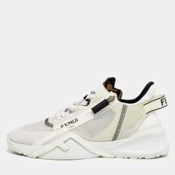 مملوكة مسبقًا Fendi Flow Size 39 White Patent Leather and Suede Low Top Sneakers