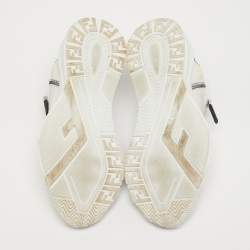 مملوكة مسبقًا Fendi Flow Size 39 White Patent Leather and Suede Low Top Sneakers