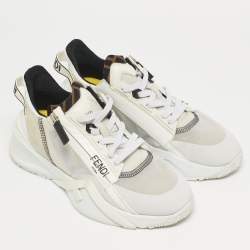 مملوكة مسبقًا Fendi Flow Size 39 White Patent Leather and Suede Low Top Sneakers