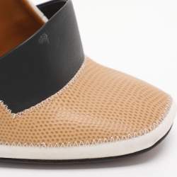 Pre Owned Fendi Polifonia Court Size 38 Multicolor Fabric and Lizard Embossed Leather Pumps