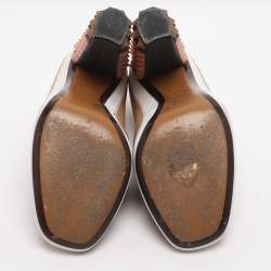 Pre Owned Fendi Polifonia Court Size 38 Multicolor Fabric and Lizard Embossed Leather Pumps