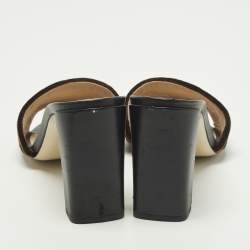 Pre Owned صندل سلايد شعار FF فنـدي جلد بني ومخملي مقاس 37.5