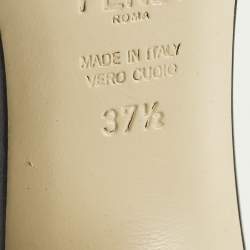 Pre Owned صندل سلايد شعار FF فنـدي جلد بني ومخملي مقاس 37.5