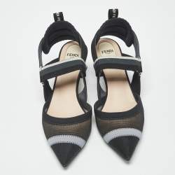 مملوكة مسبقًا Fendi Colibri Size 37.5 Black Mesh Slingback Pumps