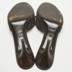مملوكة مسبقًا Fendi Size 38.5 Brown/Black Zucca Canvas Bow Slide Sandals