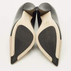 مملوكة مسبقًا حذاء كعب عالي فندي مقاس 38 جلد أسود / كريمي مقدمة مدببة