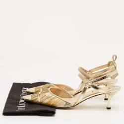 مملوكة مسبقًا حذاء سليب باك فندي كوليبري لايت قماش معدني ذهبي وجلد مقدمة مدببة مقاس 40