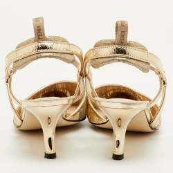 مملوكة مسبقًا حذاء سليب باك فندي كوليبري لايت قماش معدني ذهبي وجلد مقدمة مدببة مقاس 40