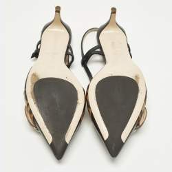 Pre Owned حذاء كعب عالي فنْدِي سلينغ باك جلد أ�سود مقاس 41