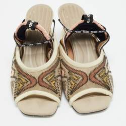 مملوكة مسبقًا صندل فندي فريدوم FF باتشوورك متعدد الألوان بحزام للكاحل مقاس 39.5