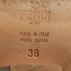 Pre Owned Fendi Cowboy Size 36 Black Croc Embossed Leather Knee Length Boots