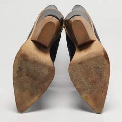 Pre Owned Fendi Cowboy Size 36 Black Croc Embossed Leather Knee Length Boots