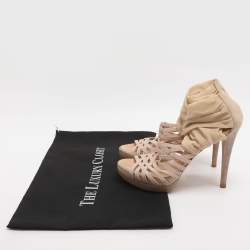 Pre Owned Fendi Strappy Size 35.5 Beige Elastane, Mesh and Suede Sandals