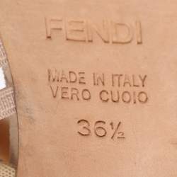 Pre Owned Fendi Strappy Size 35.5 Beige Elastane, Mesh and Suede Sandals