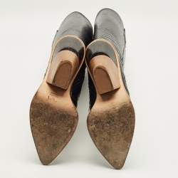 Pre Owned حذاء بوت فندي إسفين بطول الركبة جلد بني غامق مقاس 39