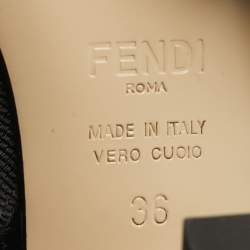 Pre Owned Fendi Colibri Size 36 Black/White PVC and Leather Slingback Pumps