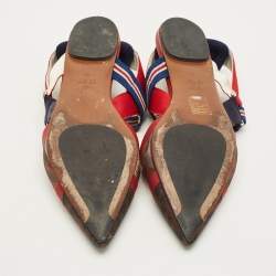 Pre Owned Fendi Colibri Size 39 Multicolor Canvas and Mesh Slingback Flats