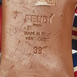 Pre Owned Fendi Colibri Size 39 Multicolor Canvas and Mesh Slingback Flats