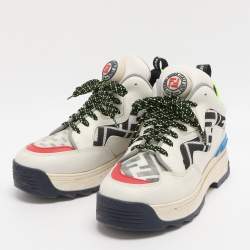 مملوكة مسبقًا Fendi Size 36 White Leather, Mesh and PVC Low Top Sneakers