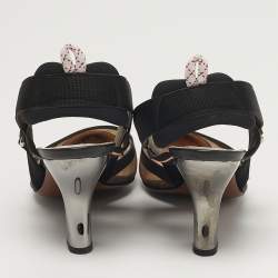 Pre Owned حذاء سليب باك فندي شبك زوكا أسود/بني مقاس 38