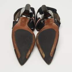 Pre Owned حذاء سليب باك فندي شبك زوكا أسود/بني مقاس 38