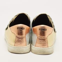 Pre Owned حذاء رياضي فندي فلكرو متعرج جلد ميتالك ثلاثي اللون مقاس 38